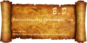 Bercsinszky Dezdemóna névjegykártya